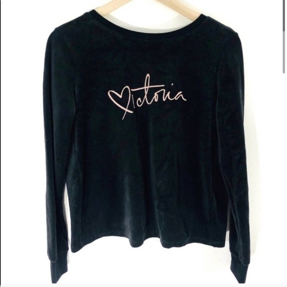 Victoria’s Secret Black Velvet Open Back Sweatshirt oversized new with tags xs - Picture 2 of 7